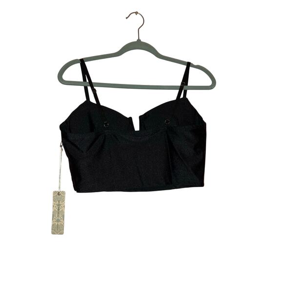 NWT IRIS Black Sparkle Bustier Crop Top/ Bra Top Size Large - Picture 6 of 9